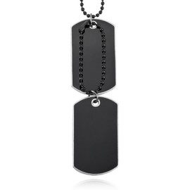 MOWOM Black 2PCS Alloy Enamel Pendant Necklace Army Name Double Dog Tag
