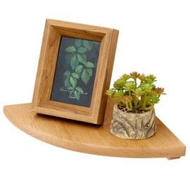 TREOAKWIS Oak Floating Corner Shelves 10 inch, Solid Wood Corner Shelf Wall Mounted Wall Shelves for Bedroom, Living Room, Bathroom, Kitchen, Office, Corner Shelves for Storage & Decoration