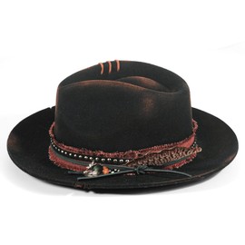 Vintage Fedora Hat Firm Wool Felt Hat Panama Hat Classic Rancher for Men Women Wide Brim Hat