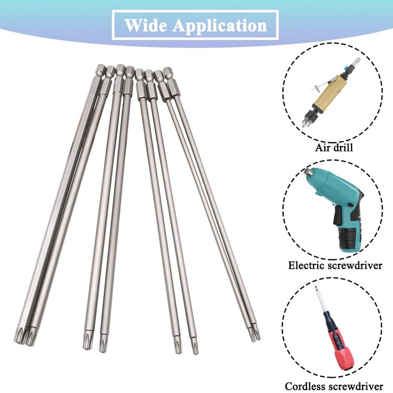 Teocpai 8Pcs Torx Security Screwdriver Bits Set 200mm Magnetic Torx