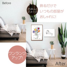 Picasso Poster Art Poster Hand Holding Bouquet Drawing A4 SQIP (Skip) Line Art Line Drawing Colorful Painting Painting Scandinavian Stylish Interior 014 (A4 Size (Poster Only))