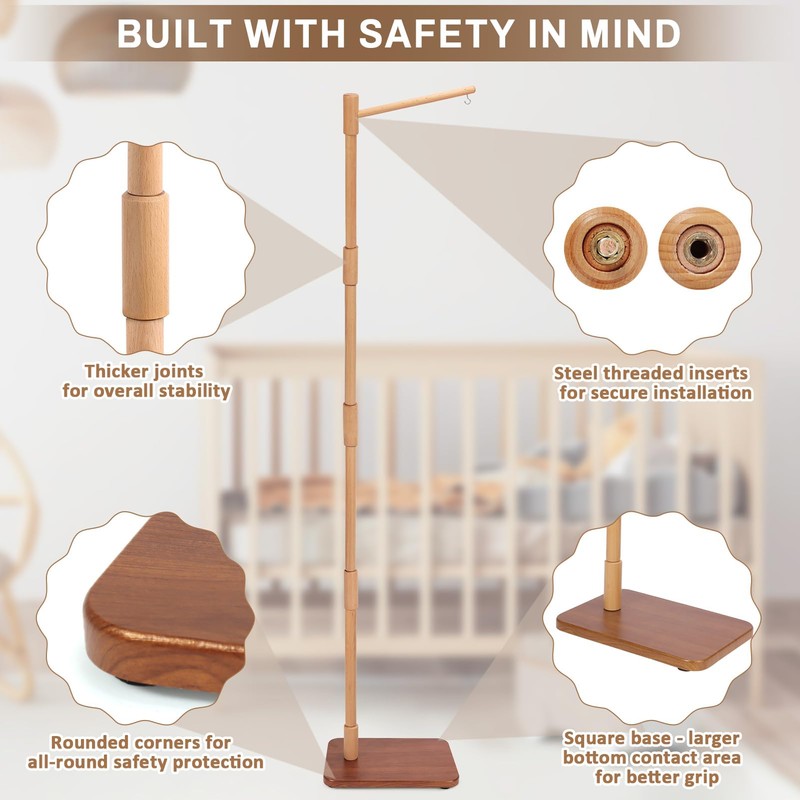 Floor-Standing Crib Mobile Arm - 65 Inch Mobile Arm for