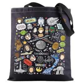 G2TUP Star Movie Canvas Tote Bag Princess Leia Fans Gift That's No Moon Death Star Shoulder Bag Darth Vader Merch, That No Moon Bl Tg