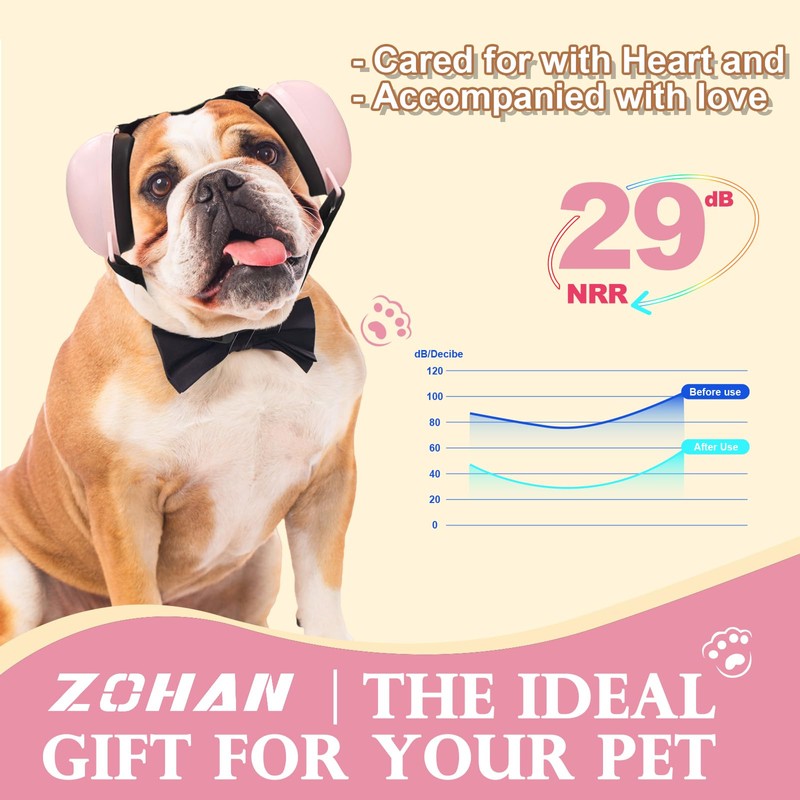 ZOHAN Dog Ear Muffs for Noise Protection, Comfort Dog Noise