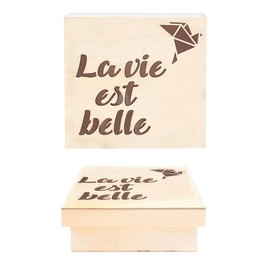 MegaCrea DIY Laser cut wooden box, life is beautiful