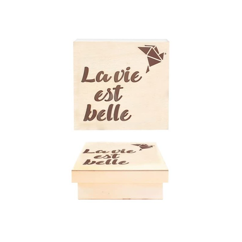 MegaCrea DIY Laser cut wooden box, life is beautiful