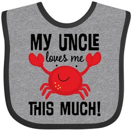 inktastic Uncle Loves Me Childs Crab Baby Bib Heather and Black 2aacf