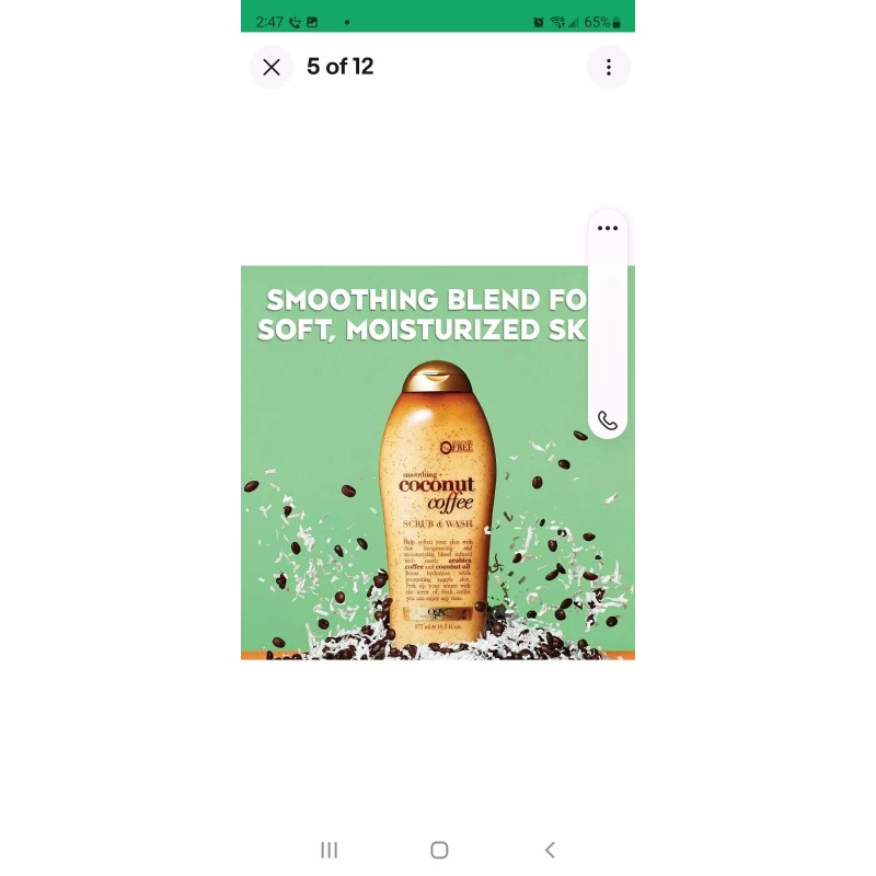 OGX Smoothing + Coconut Coffee Body Scrub & Wash 577mL