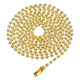 HARFINGTON Stainless Steel Ball Chain 2.4mm 33.5" Length Round Bead Necklace Dog Tag Pull Chains with Connectors Clasps for Men Women Jewelry Making Bracelets Keychain, Gold