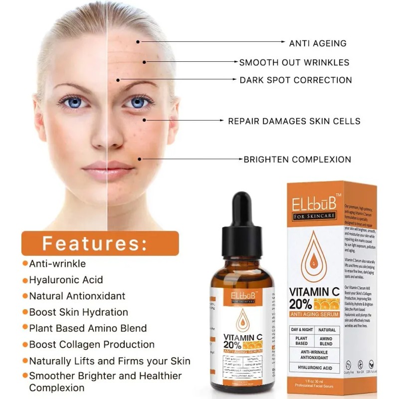 Sérum Facial Premium Con Un 20 % De Vitamina C,