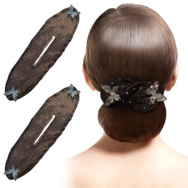 2 Pcs Ball Hair Clips,Flower Hair Bun Roller,Hand Embroidered Flowers Hair Bun Roller Lazy Hair Curler Deft Bun Maker Hair Accessory for Women Girls (Butterfly)