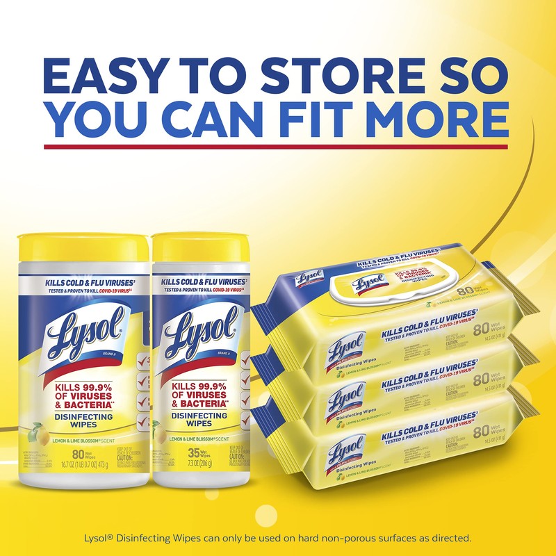 Lysol Disinfecting Handi-Pack Wipes, Lemon and Lime Blossom, 480 Count