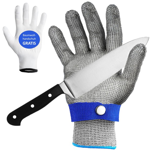 ZWERKZEUG Schnittschutzhandschuhe, Lebensmittelqualität Level 9 Schutz Edelstahl Draht Metall Mesh