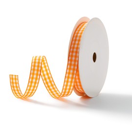 MORSUNBELA Gift Ribbon, Checked Ribbon, Gift Wrapping, Checked Ribbon, Decorative Ribbon, Orange for DIY Craft Cakes, Bouquet, Decoration, Christmas Party