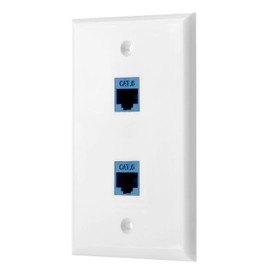 POKIVIR - Cat6 Keystone Ethernet Wall Plate Female to Female - White (2 Port)