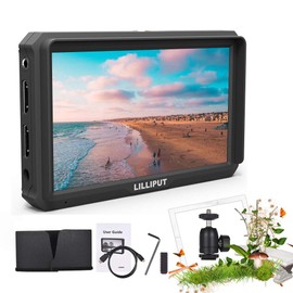 Lilliput A5 5 Inch IPS Camera-Top Broadcast Monitor for 4K Full HD Camcorder & DSLR with 1920x1080 High Resolution 1000:1 Contrast Application for Taking Photos & Making Movies