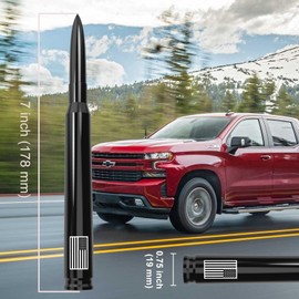 ENGIRETTE 7" Car Bullet Antenna, Truck Short Antenna Replacement - Anti Theft Design, Carwash Safe for GM Chevy Silverado GMC Sierra 1500 2500 3500 HD Avalanche Denali Accessories, Black