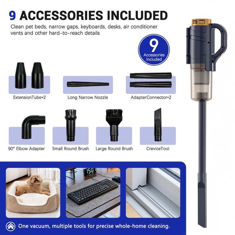 Cordless Vacuum & Blower, Handheld Stick Vacuum with Accessories Tools
