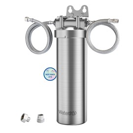 Waterdrop AS08 Stainless Steel Under Sink Water Filter System, 1 Years Lifetime Under Sink Water Filter, 5X Service Life, Reduces Chlorine, Lead, Heavy Metals, Bad Taste, Brushed (1 Filter Included)