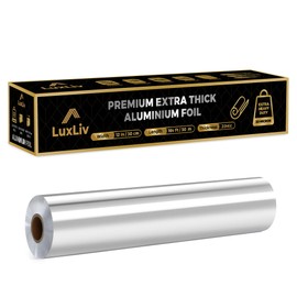 Aluminum Heavy Duty Tin Foil Roll – 12 inch wide x164 ft Length,161 sq ft – Commercial Grade & Extra Thick, Strong Enough for Food Service Industry with cutter - LuxLiv®
