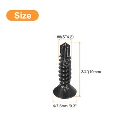 QUARKZMAN #8 x 3/4 Inch Self Tapping Screws, 80 Pieces 410 Stainless Steel Quick Self Tapping Screws, Flat Head Phillips Drive Self Drilling Screws, Black Oxide