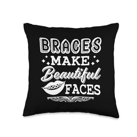 Braces Dental Orthodontic Colors Teeth Brush Assistant Throw Pillow