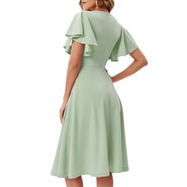 Bridesmay Bridal Shower Dress Retro Dresses for Women Vintage Fit and Flare Midi Dress LightGreen XL