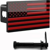 eVerHITCH USA Black Red Flag Metal Hitch Cover Fits 2"