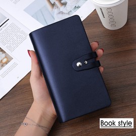 Romozi RFID Credit Card Holder, Leather Business Card Organizer with 96 Card Slots, Credit Card Case for Managing Your Different Cards and Important Documents to Prevent Loss or Damage, Blue, Book