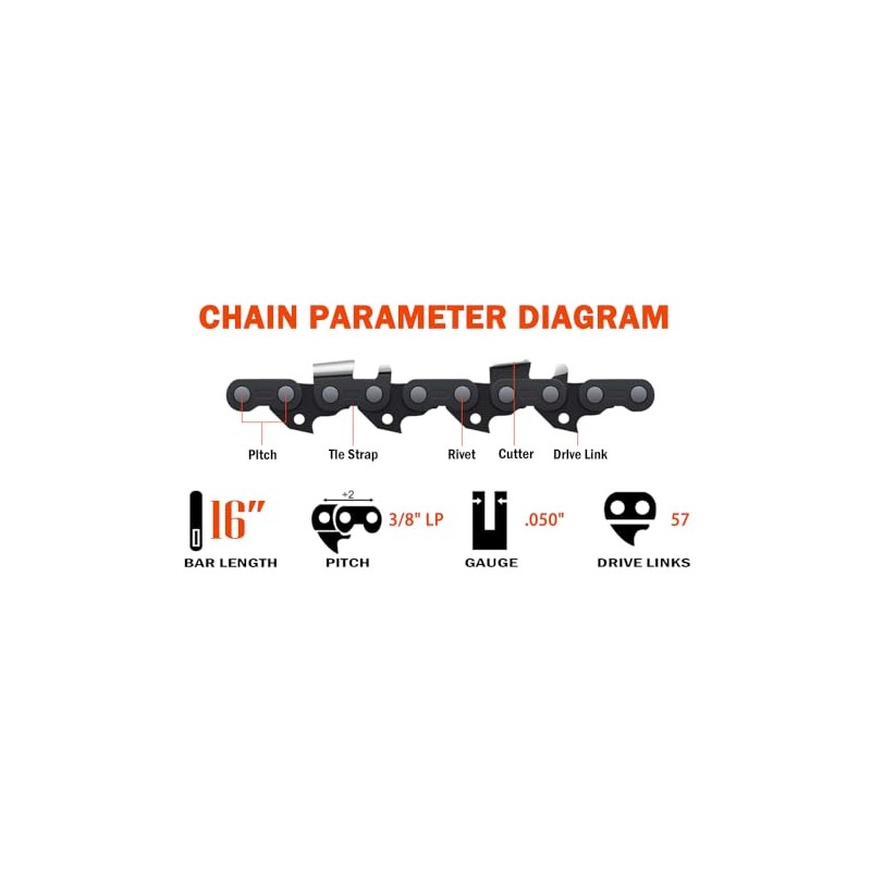 ABOVE LAND LB 3Pcs 16 Inch Bar Length Chainsaw Chain