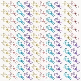 100Pcs Binder Clips Small Assorted Color Paper Clamps for Office Supplies Multicolor Hollowed Cute Rabbit Shaped Metal Paper Binder Clips for Paperwork