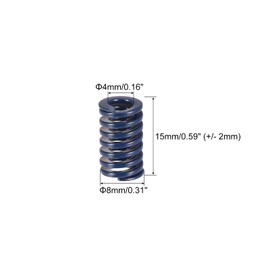 sourcing map Tool Spring Compression Springs 8 mm Outer Diameter 15 mm Long Spiral Embossing Light Load for Electrical Parts of 3D Printers Blue Pack of 10