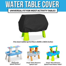 GoSports Universal Kids Water Table Cover - Anti-UV, Waterproof - Fits up to 41 x 25 x 34 Inches - Cover ONLY - Black