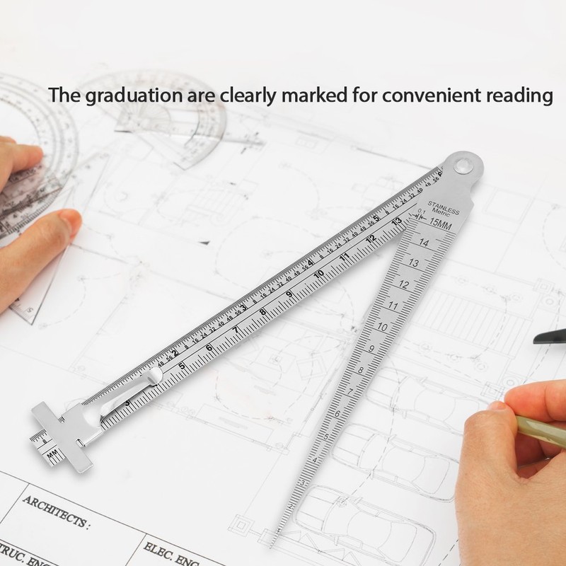 Stainless Steel Welding Taper Gap Gauge Portable Depth Ruler Hole