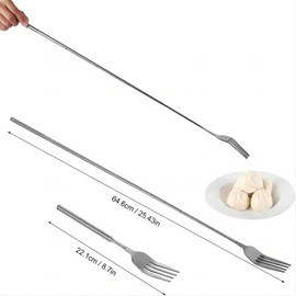 Extendable Fork Long Telescopic Fork with Extendable Handle Stainless Steel Dinner Forks, Extending for BBQ Tableware Supplies, Extends 25.4 inch (1 PCS)