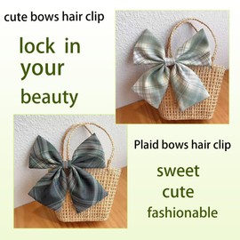 2Pcs Hair Bows,Hair Bows for Girls and Women with Alligator Clips Perfect for Parties,Weddings,School & Everyday Wear (Green Tartan)