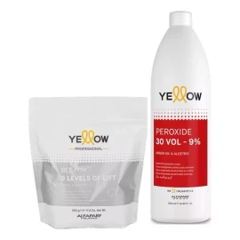 Yellow Professional  Yellow Polvo Decolorante 9 Niveles 500g + Peróxido 1 L Tono TONO 9
