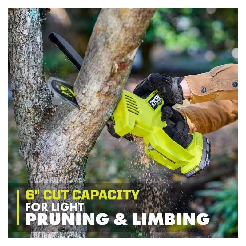 RYOBI 18V Brushless 8 in. Battery Compact Pruning Mini Chainsaw