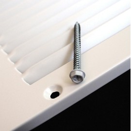 HVAC Premium 6'' x 6'' [Duct Opening] Flat Stamped Steel Return Air Grille - Sidewall and Ceiling - HVAC Vent Duct Cover - White [Outer Dimensions: 7.75''w X 7.75''h]