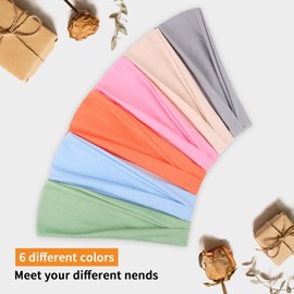 RuiYok Wide Headbands for Women Non Slip Fashion Womens Headbands 6 Pack Yoga Workout Sweat Head Bands Elastic Hair Bands for Women's Hair Soft Cotton Cloth Headband for Everyday Wear