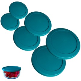 2, 4 & 7 Cup Turquoise Replacement Lids/Covers for Pyrex, Anchor Hocking & KlareWare Storage Bowls *Lids Only Glass Container Not Included* (6 Pack *Two of Each Size*)