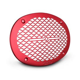 DS18 PRO-GRILL69MS 6x9 Universal Speaker Grill, Shallow Metal Mesh Protective Speaker Cover 6x9 inches, Bolt on Installation, Slim Design, Each (Red)