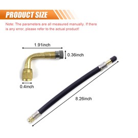 Tire Valve Extension, 8.26 Inch Flexible Schrader Tire Valve Stem Extension with 90 Degree Schrader Tire Valve Extension Adaptor Compatible for Cars RV Bike Motorcycle Truck Scooter (90 Degree)