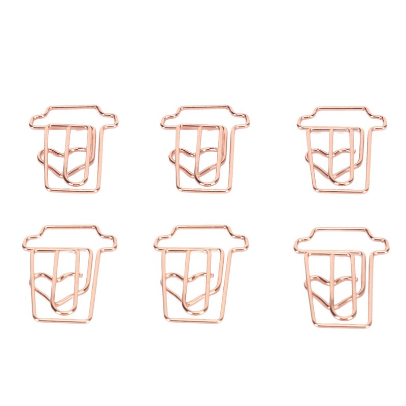 100pcs Paper Clips Innovative Cute Rose Coffee Cup Shape Reusable