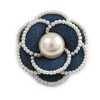 55mm Layered Blue Denim Fabric with White Faux Pearl Bead