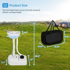 YITAHOME Portable Sink Camping Hand Washing Station with 17 L Wash Basin Stand and Carry Bag, Rolling Wheels, Soap Dispenser, Towel Holder, for Outdoor, Travel, Boat, Gather, Garden, Worksite