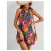 Floerns Women's Sleeveless Floral Print Sundress Halter Neck A Line