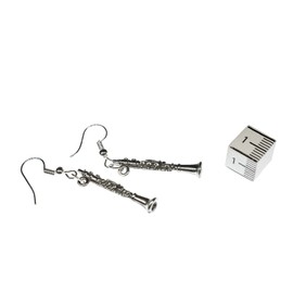 Miniblings Clarinet Instrument Earrings – Handmade Fashion Jewellery I Orchestra Clarinetist Band Jazz Silver – Earrings Silver-Plated, Metal, No Gemstone