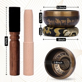 DomeStar Tibetan Singing Bowl Set, Authentic Handmade Meditation Bowl Stress Relief Yoga Set with Striker & Cushion for Sound Therapy, Chakra Healing, Spiritual Gatherings