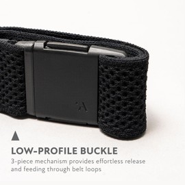 Arcade Belts Momentum Belt - Elastic Stretch Belt with Low-Profile Buckle, Travel-Friendly, Adjustable Fit (Black)